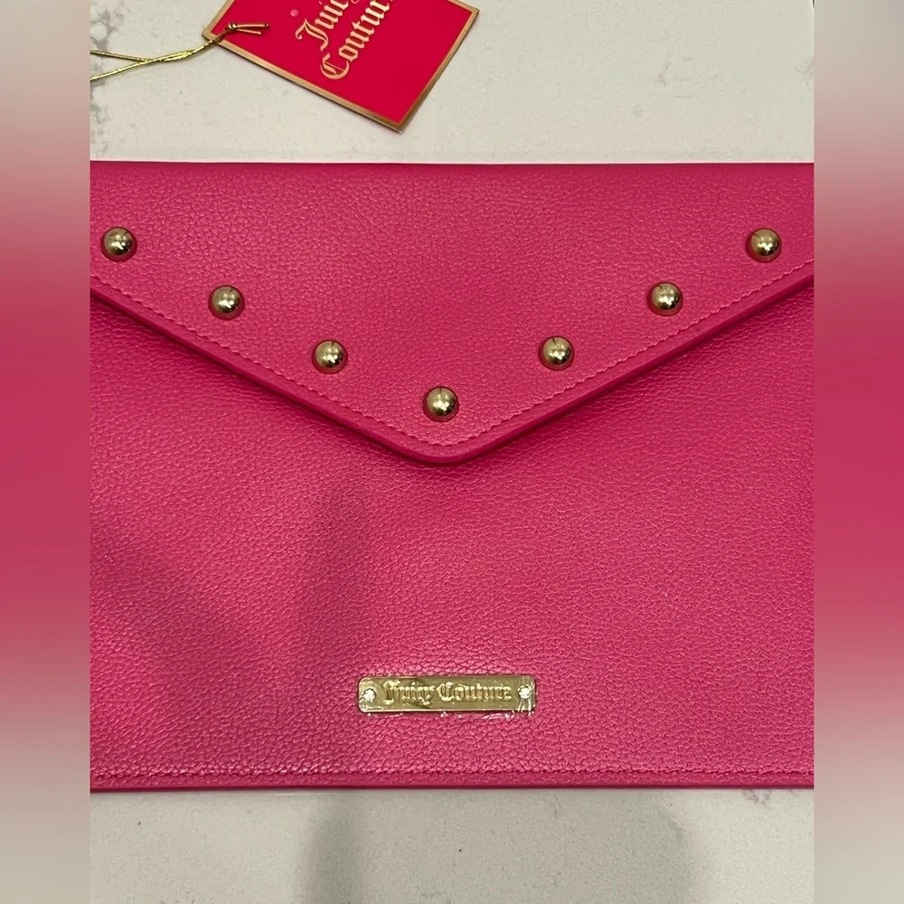 Juicy Couture Vibrant Pink Envelope Clutch with Gold Accents - Picture 3 of 5